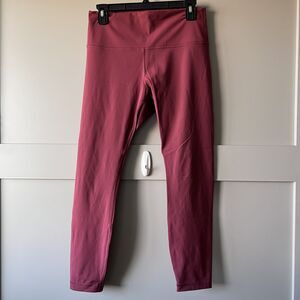 Lululemon Pants Womens 10 Mid Rise Cropped Burgundy Yoga Leggings Activewear Gym